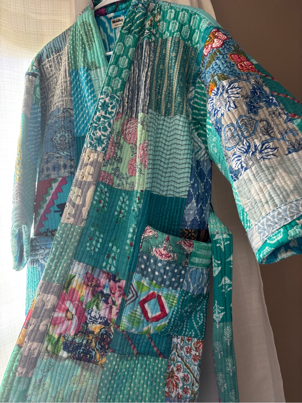Patchwork Turquoise Kantha-Style - Picture 2 of 7